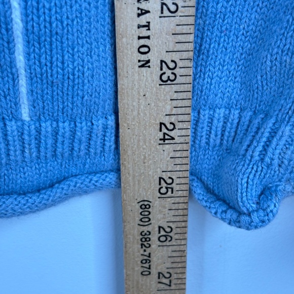 VTG 90s Granny Sweater L Embroidered Owl Hand Knit Windowpane Cottage Blue Twee - Picture 7 of 10